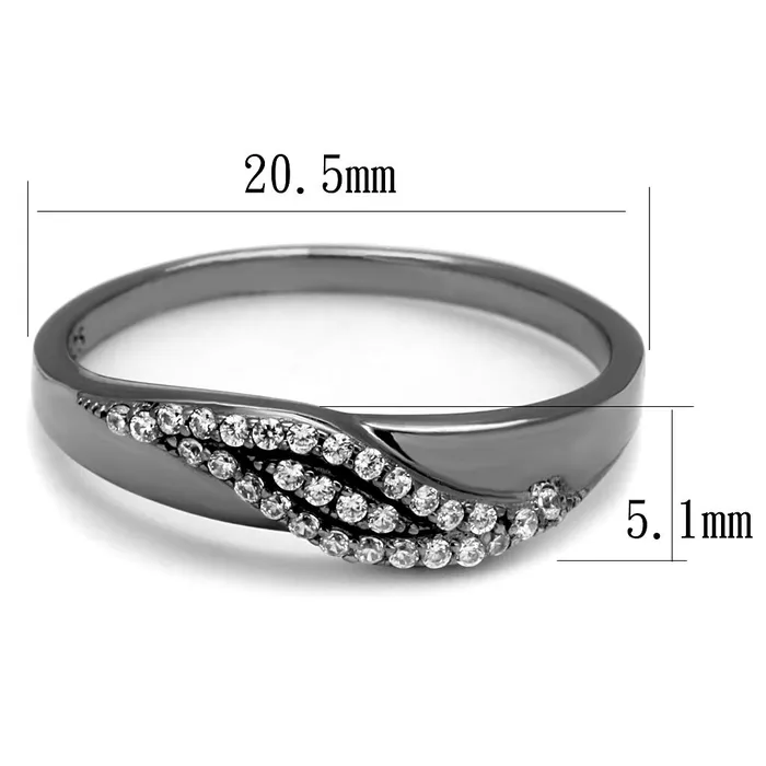 Alamode Rings TS524 Ruthenium 925 Sterling Silver Ring with AAA Grade CZ in Clear
