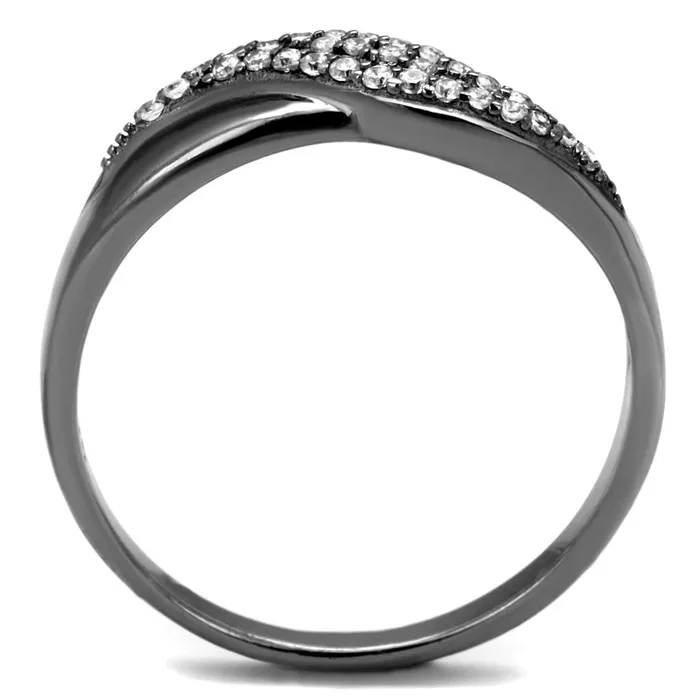 Alamode Rings TS524 Ruthenium 925 Sterling Silver Ring with AAA Grade CZ in Clear