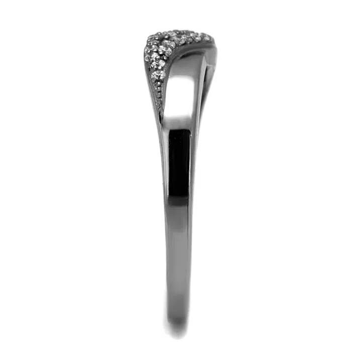 Alamode Rings TS524 Ruthenium 925 Sterling Silver Ring with AAA Grade CZ in Clear