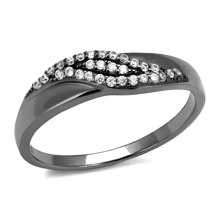 Alamode Rings TS524 Ruthenium 925 Sterling Silver Ring with AAA Grade CZ in Clear