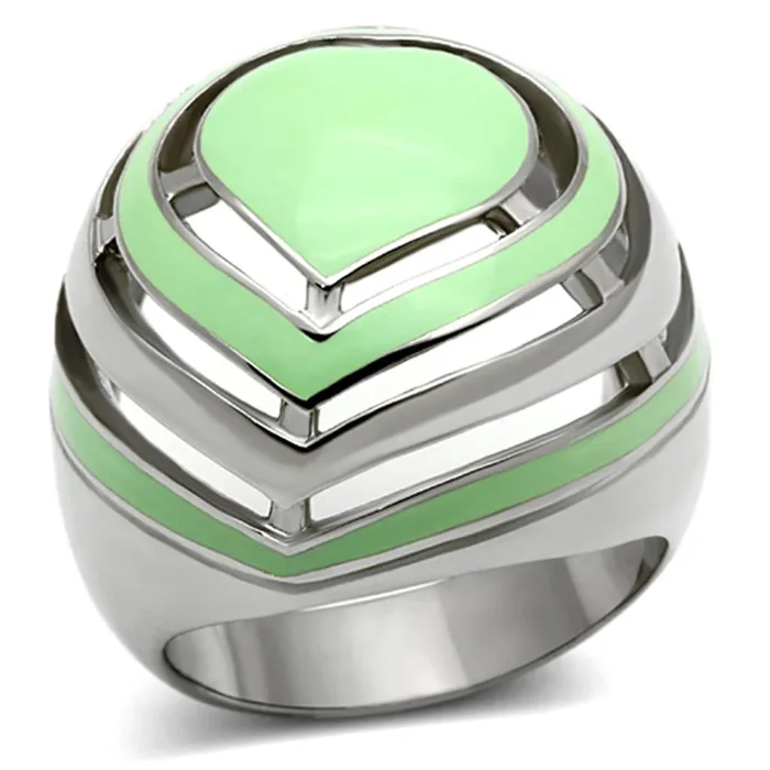 Alamode TK1140 High polished no plating Stainless Steel Ring with Epoxy in Emerald Rings Alamode TK1140 High polished no plating Stainless Steel Ring with Epoxy in Emerald Rings