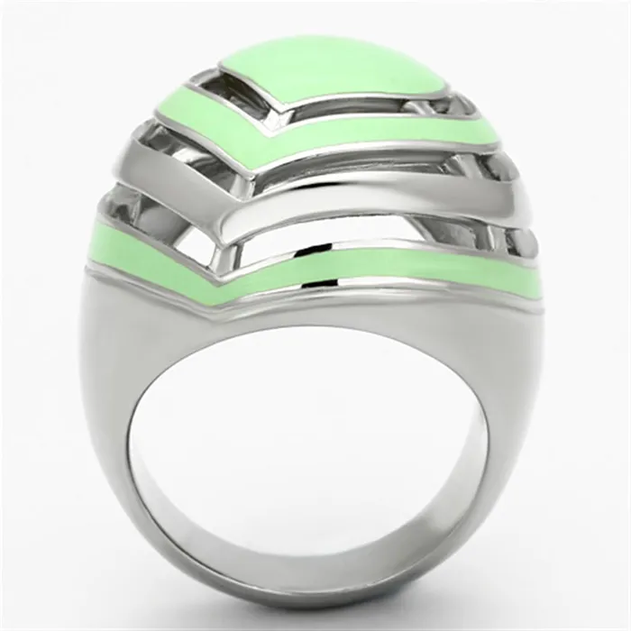 Alamode TK1140 High polished no plating Stainless Steel Ring with Epoxy in Emerald Rings