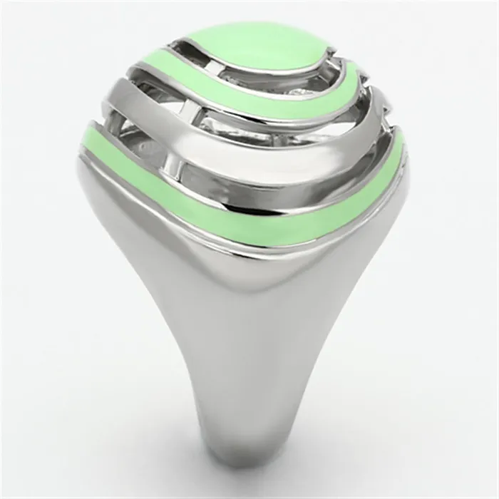 Alamode TK1140 High polished no plating Stainless Steel Ring with Epoxy in Emerald Rings