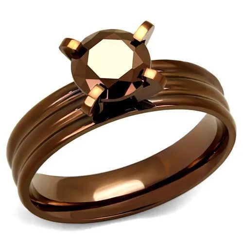 Alamode TK2597 IP Coffee light Stainless Steel Ring with AAA Grade CZ in Light Coffee Rings Alamode TK2597 IP Coffee light Stainless Steel Ring with AAA Grade CZ in Light Coffee Rings