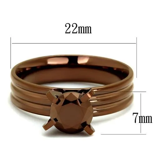 Alamode TK2597 IP Coffee light Stainless Steel Ring with AAA Grade CZ in Light Coffee Rings
