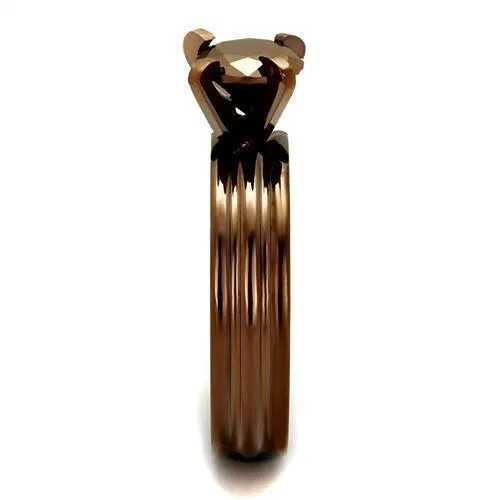 Alamode TK2597 IP Coffee light Stainless Steel Ring with AAA Grade CZ in Light Coffee Rings
