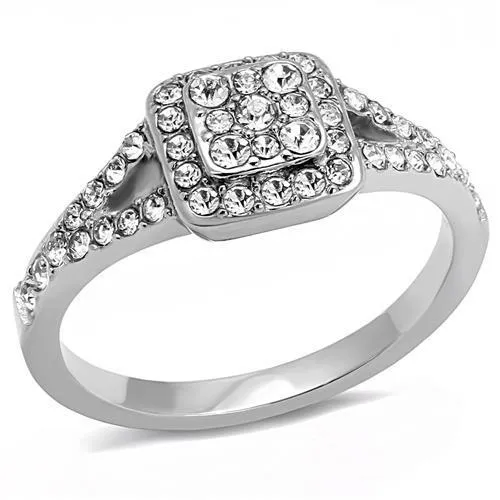 Alamode TK3023 High polished no plating Stainless Steel Ring with Top Grade Crystal in Clear Rings Alamode TK3023 High polished no plating Stainless Steel Ring with Top Grade Crystal in Clear Rings