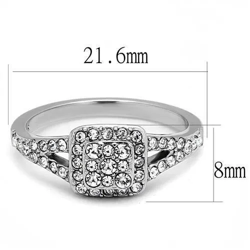 Alamode TK3023 High polished no plating Stainless Steel Ring with Top Grade Crystal in Clear Rings
