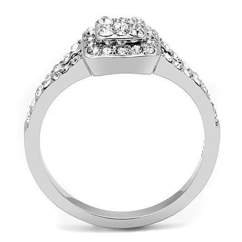 Alamode TK3023 High polished no plating Stainless Steel Ring with Top Grade Crystal in Clear Rings