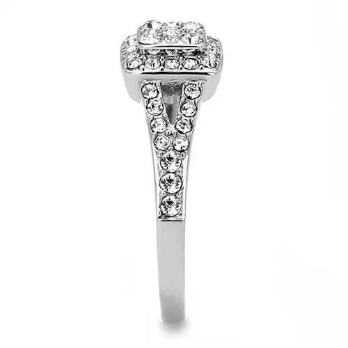 Alamode TK3023 High polished no plating Stainless Steel Ring with Top Grade Crystal in Clear Rings