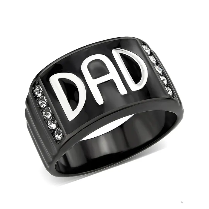 Alamode TK3759 Two Tone IP Black Ion Plating Stainless Steel Ring with Top Grade Crystal in Clear Rings Alamode TK3759 Two Tone IP Black Ion Plating Stainless Steel Ring with Top Grade Crystal in Clear Rings