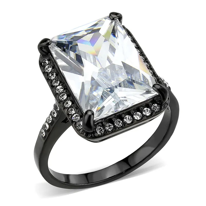 Alamode TK3794 IP Black Ion Plating Stainless Steel Ring with AAA Grade CZ in Clear Rings Alamode TK3794 IP Black Ion Plating Stainless Steel Ring with AAA Grade CZ in Clear Rings