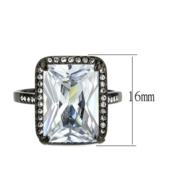 Alamode TK3794 IP Black Ion Plating Stainless Steel Ring with AAA Grade CZ in Clear Rings Alamode TK3794 IP Black Ion Plating Stainless Steel Ring with AAA Grade CZ in Clear Rings