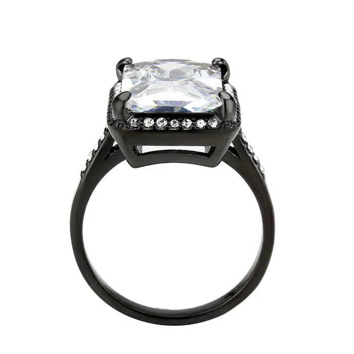 Alamode TK3794 IP Black Ion Plating Stainless Steel Ring with AAA Grade CZ in Clear Rings Alamode TK3794 IP Black Ion Plating Stainless Steel Ring with AAA Grade CZ in Clear Rings