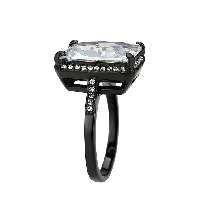 Alamode TK3794 IP Black Ion Plating Stainless Steel Ring with AAA Grade CZ in Clear Rings Alamode TK3794 IP Black Ion Plating Stainless Steel Ring with AAA Grade CZ in Clear Rings