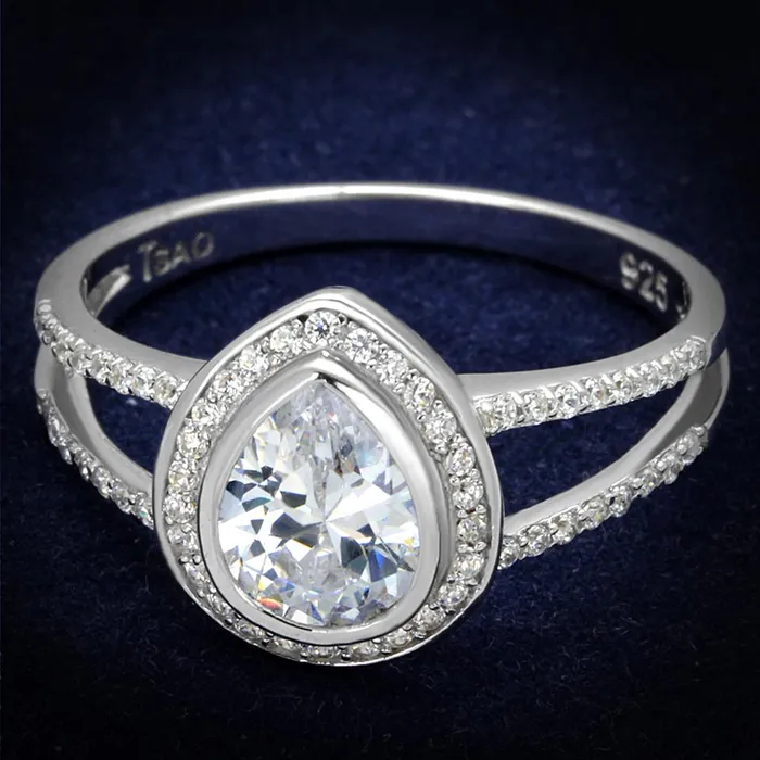 Alamode TS465 Rhodium 925 Sterling Silver Ring with AAA Grade CZ in Clear Rings Alamode TS465 Rhodium 925 Sterling Silver Ring with AAA Grade CZ in Clear Rings