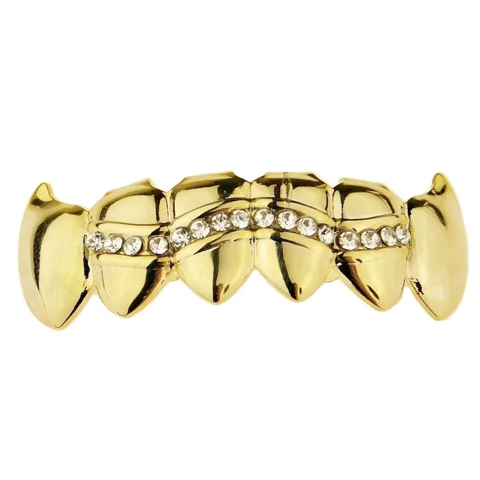 Bling Cartel Admin 14K Gold Plated Wavy Iced Bottom Vampire Fangs Grillz PreStyled Sets Bling Cartel Admin 14K Gold Plated Wavy Iced Bottom Vampire Fangs Grillz PreStyled Sets