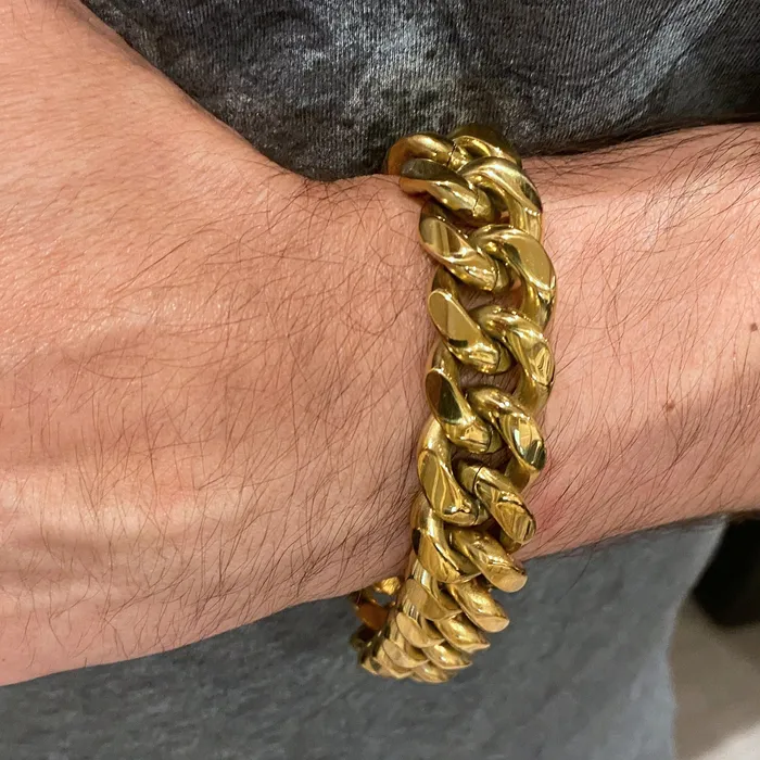 Bling Cartel Admin Bracelets 24K Gold Plated 316L Stainless Steel Bracelet 75 85 95 x 18MM Thick Bling Cartel Admin Bracelets 24K Gold Plated 316L Stainless Steel Bracelet 75 85 95 x 18MM Thick