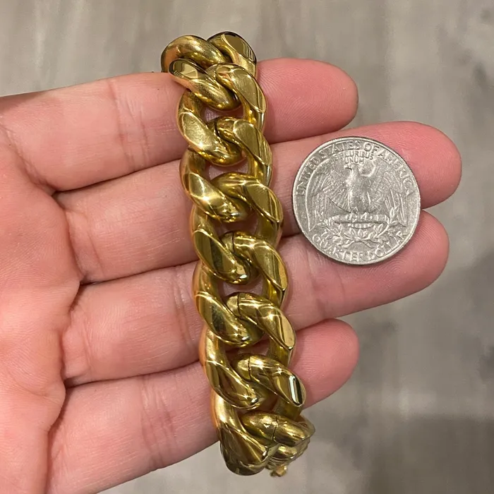 Bling Cartel Admin Bracelets 24K Gold Plated 316L Stainless Steel Bracelet 75 85 95 x 18MM Thick Bling Cartel Admin Bracelets 24K Gold Plated 316L Stainless Steel Bracelet 75 85 95 x 18MM Thick