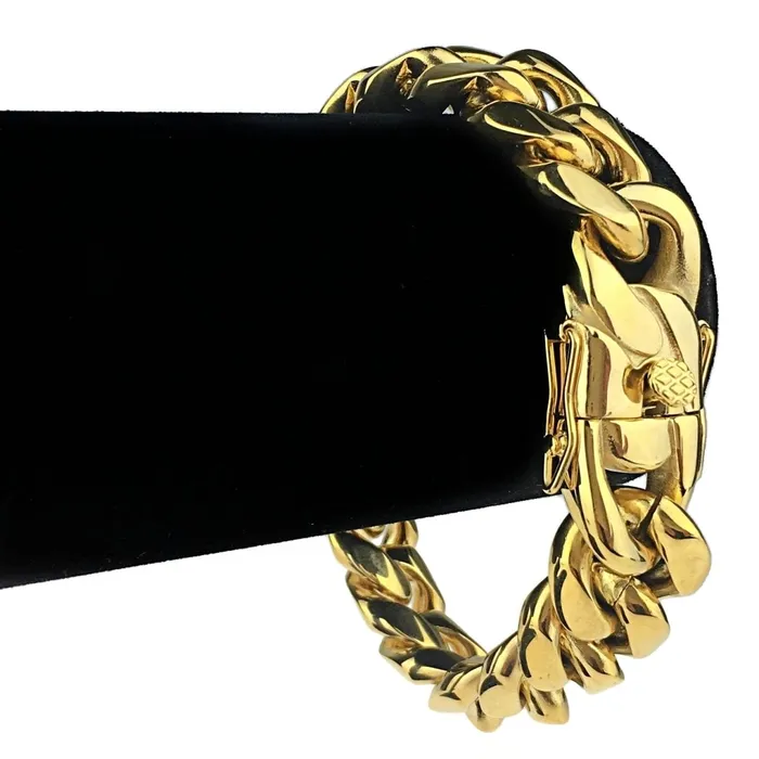 Bling Cartel Admin Bracelets 24K Gold Plated 316L Stainless Steel Bracelet 75 85 95 x 18MM Thick Bling Cartel Admin Bracelets 24K Gold Plated 316L Stainless Steel Bracelet 75 85 95 x 18MM Thick