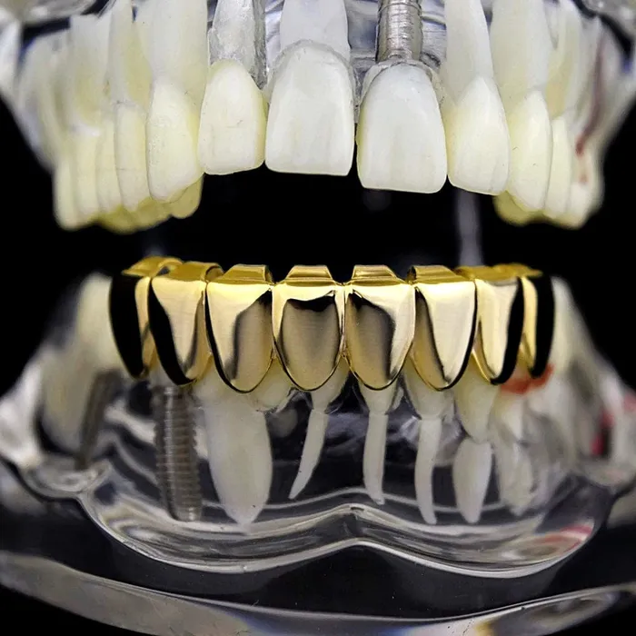 Bling Cartel Admin PreStyled Sets 14K Gold Plated 8 Bottom Teeth Eight Tooth Plain Grillz