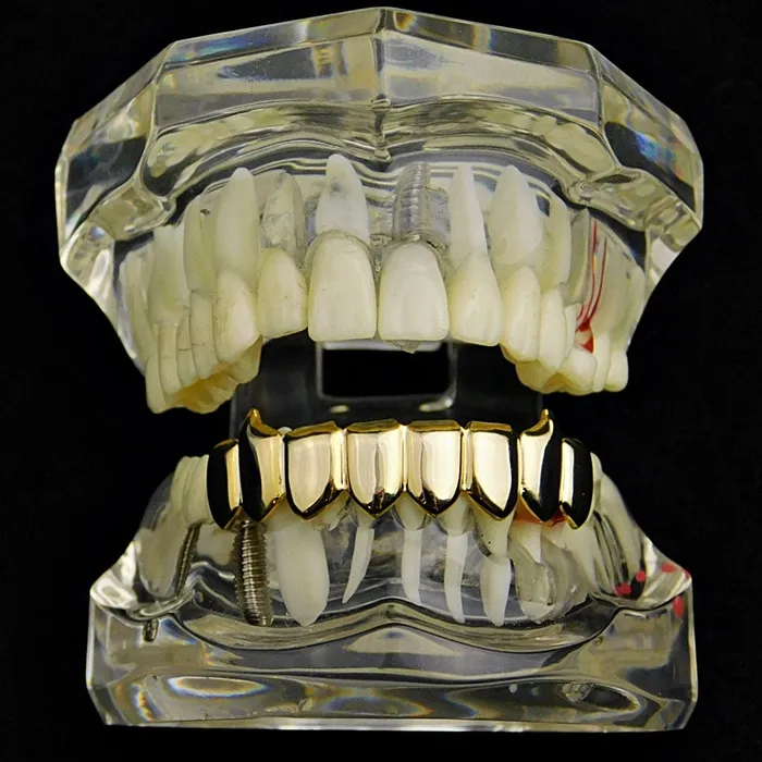 Bling Cartel Admin PreStyled Sets 14K Gold Plated Eight Bottom Teeth Vampire Fangs Grillz