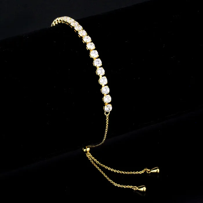 Bracelets Alamode 3W1650 Gold Brass Bracelet with AAA Grade CZ in Clear