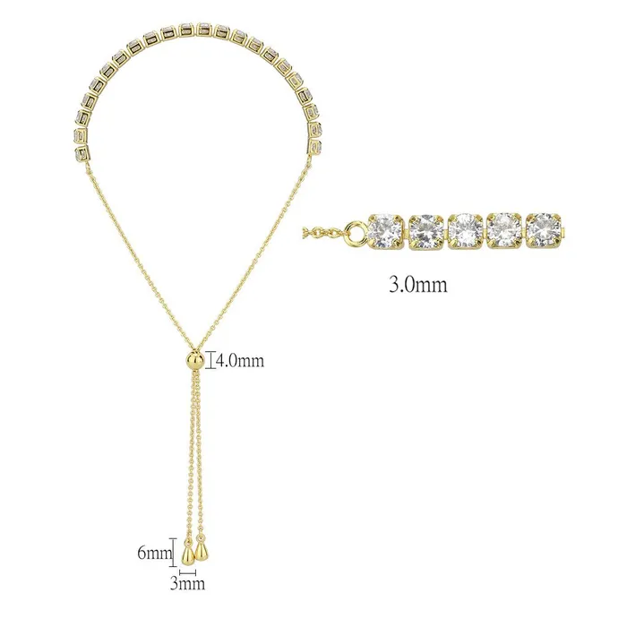 Bracelets Alamode 3W1650 Gold Brass Bracelet with AAA Grade CZ in Clear Bracelets Alamode 3W1650 Gold Brass Bracelet with AAA Grade CZ in Clear