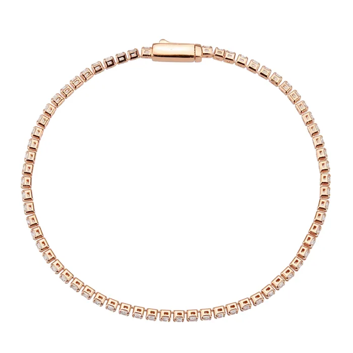 Bracelets Alamode 3W1687 Rose Gold Brass Bracelet with AAA Grade CZ in Clear Bracelets Alamode 3W1687 Rose Gold Brass Bracelet with AAA Grade CZ in Clear