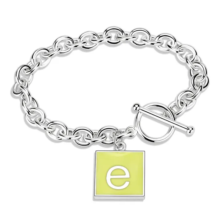 Bracelets Alamode LO4649 HighPolished Brass Bracelet with Epoxy in Emerald