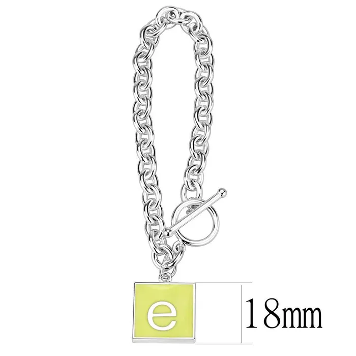 Bracelets Alamode LO4649 HighPolished Brass Bracelet with Epoxy in Emerald