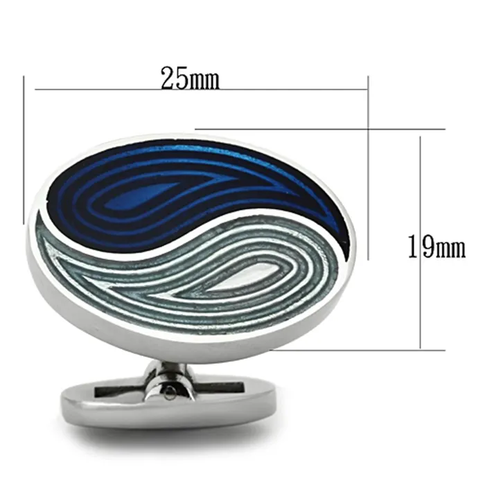 Bracelets Alamode TK1240 High polished no plating Stainless Steel Cufflink with Epoxy in Multi Color