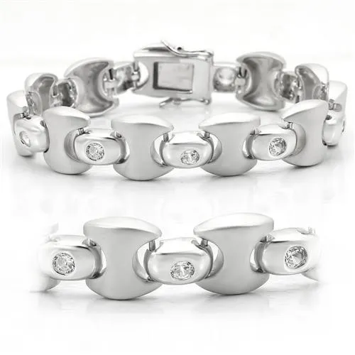 Bracelets LO1166 Matte Rhodium Rhodium Brass Bracelet with AAA Grade CZ in Clear Alamode Bracelets LO1166 Matte Rhodium Rhodium Brass Bracelet with AAA Grade CZ in Clear Alamode