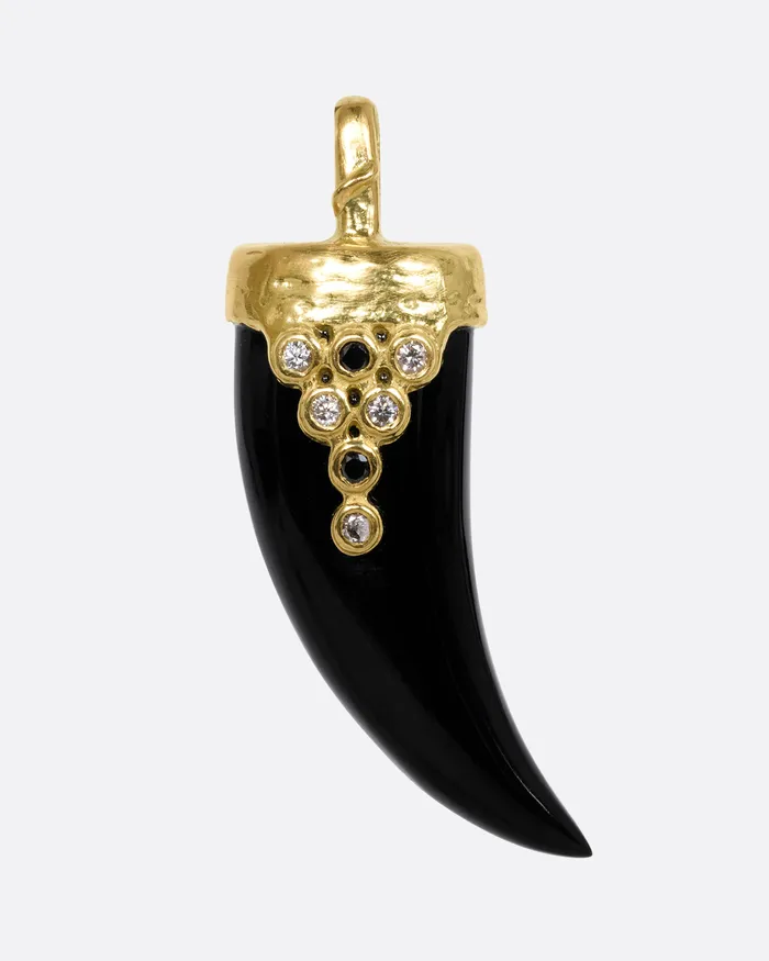 Charm Necklaces KAREN KARCH Luck Horn Onyx and Diamond Charm