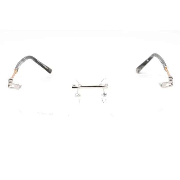 Charriol Rings Charriol Mens Eyeglasses Shiny SilverGold Rectangular Metal Frame PC75094 C02
