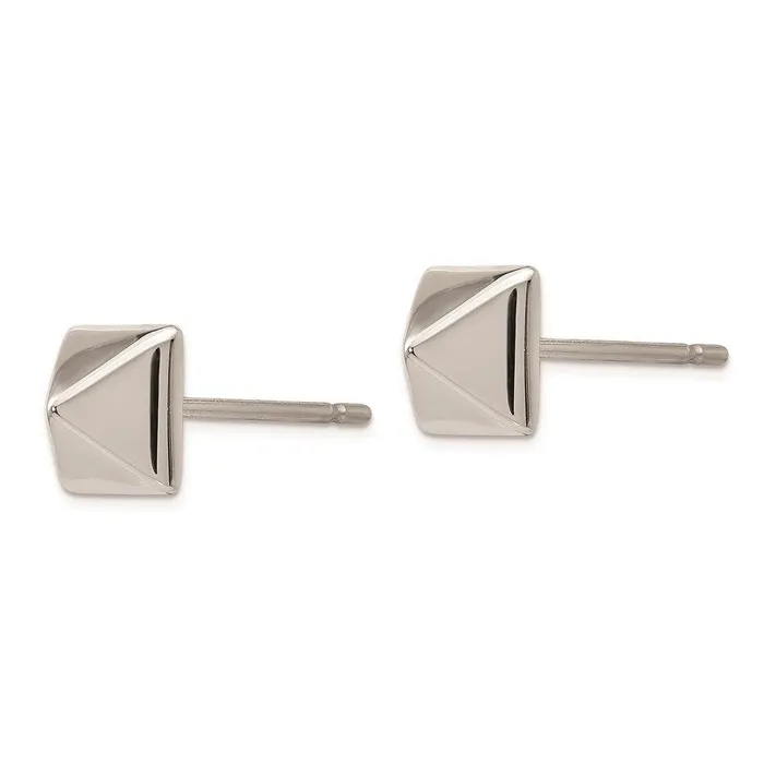 Chisel Earrings Stainless Steel Polished 6mm Stud Post Earrings Chisel Earrings Stainless Steel Polished 6mm Stud Post Earrings
