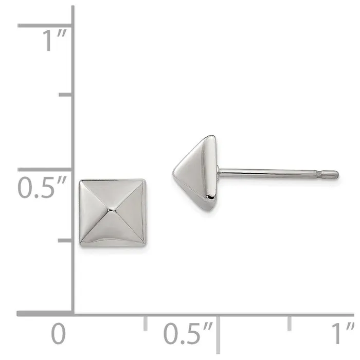 Chisel Earrings Stainless Steel Polished 6mm Stud Post Earrings Chisel Earrings Stainless Steel Polished 6mm Stud Post Earrings