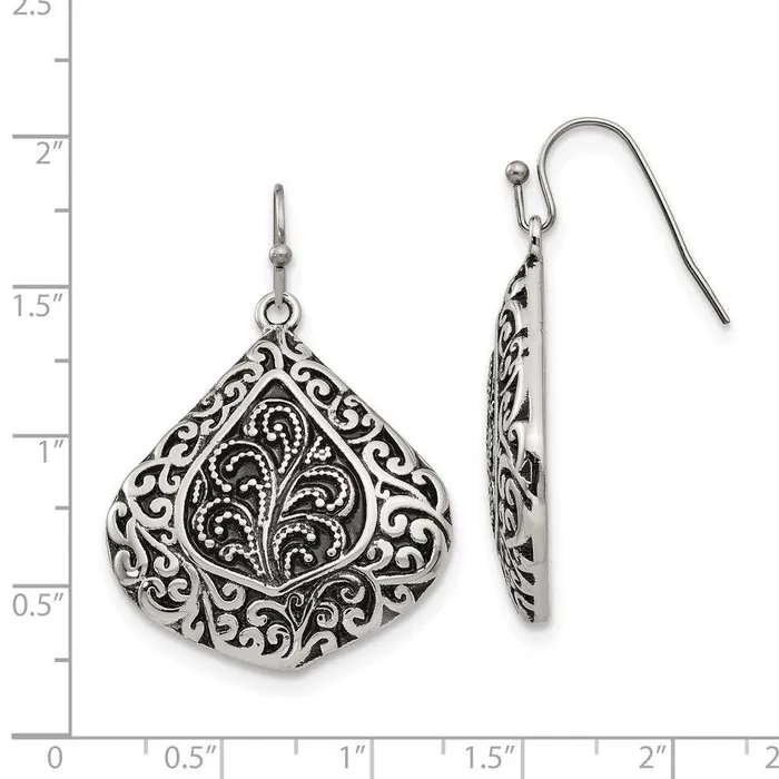 Chisel Earrings Stainless Steel PolishedAntiqued Shepherd Hook Earrings Chisel Earrings Stainless Steel PolishedAntiqued Shepherd Hook Earrings