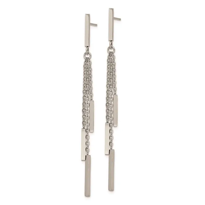 Chisel Earrings Stainless Steel Polished Bar Post Dangle Earrings Chisel Earrings Stainless Steel Polished Bar Post Dangle Earrings