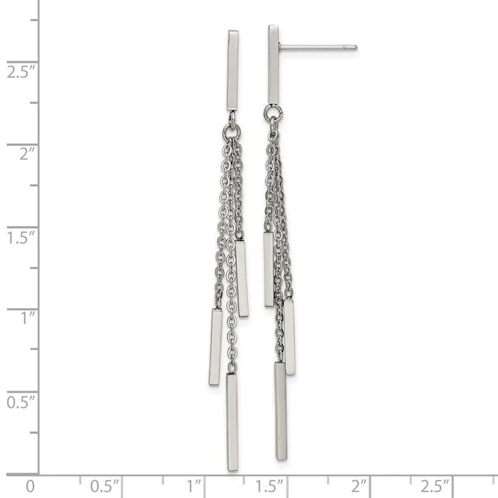 Chisel Earrings Stainless Steel Polished Bar Post Dangle Earrings Chisel Earrings Stainless Steel Polished Bar Post Dangle Earrings