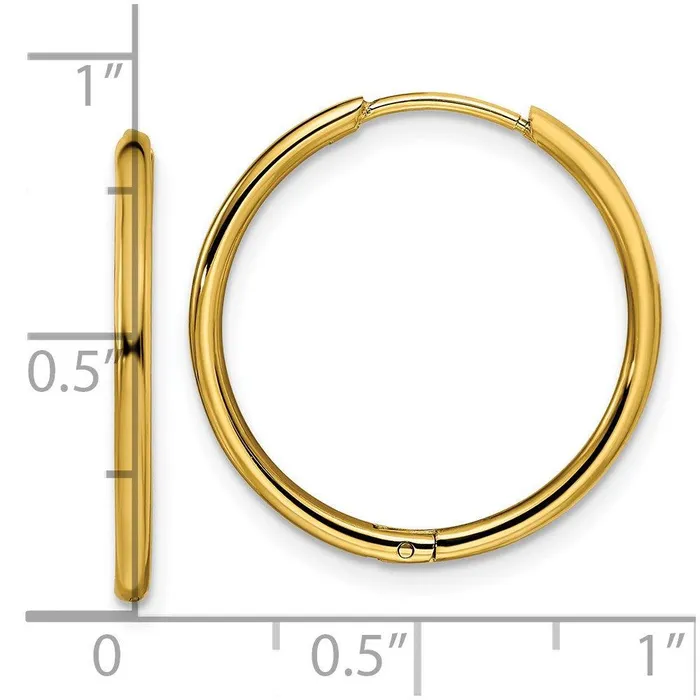 Chisel Earrings Stainless Steel Polished Yellow IPplated 16mm Hinged Hoop Earrings Chisel Earrings Stainless Steel Polished Yellow IPplated 16mm Hinged Hoop Earrings
