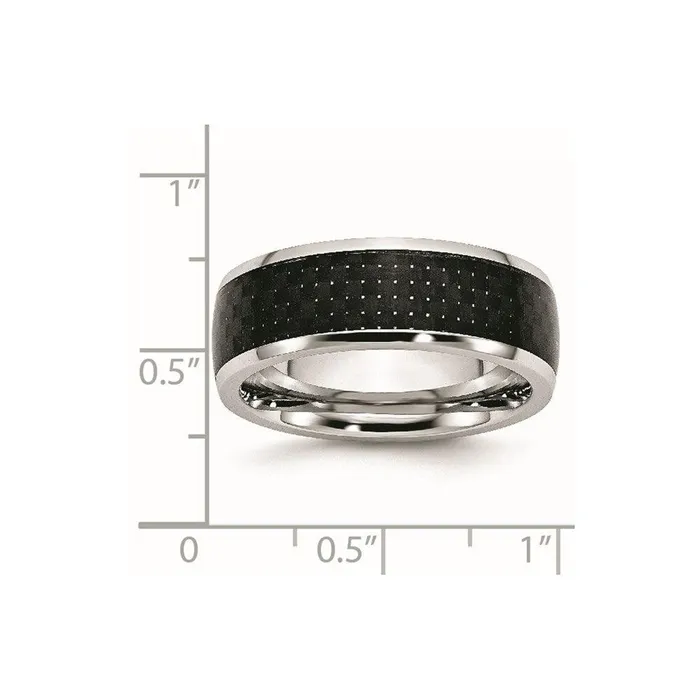 Chisel Rings Cobalt Black Carbon Fiber Inlay 8mm Polished Band Chisel Rings Cobalt Black Carbon Fiber Inlay 8mm Polished Band