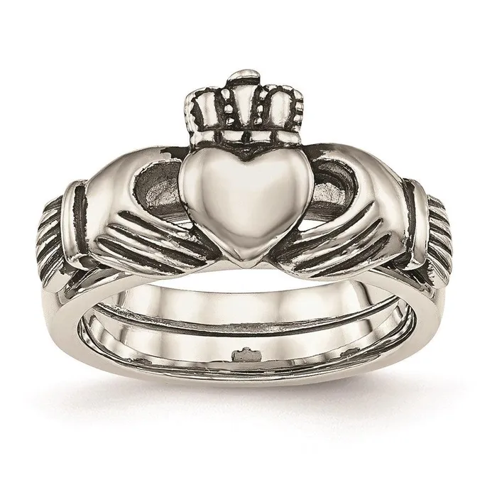 Chisel Rings Stainless Steel Love Loyalty Friendship Claddagh Double Hinged Ring Chisel Rings Stainless Steel Love Loyalty Friendship Claddagh Double Hinged Ring