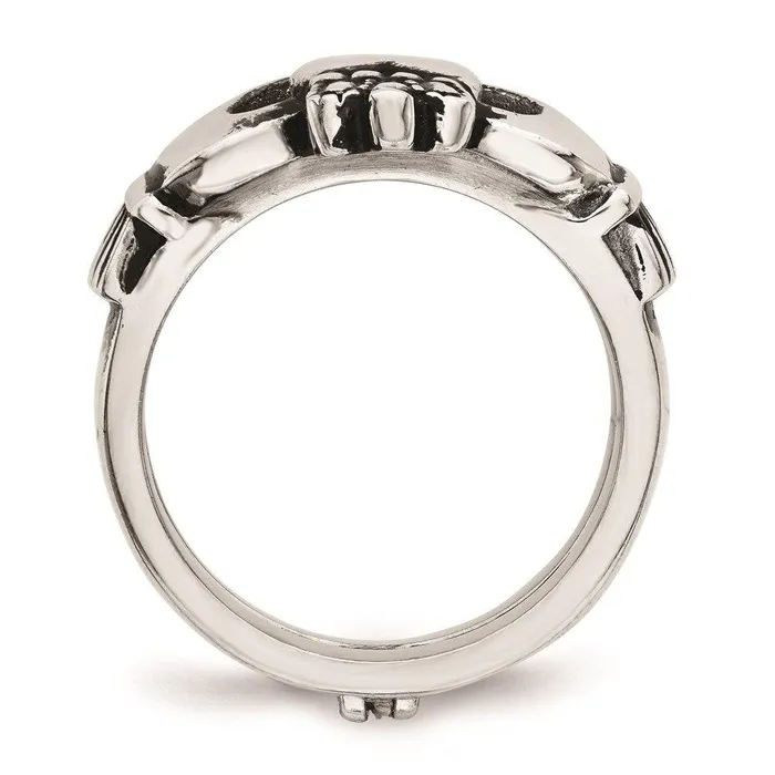 Chisel Rings Stainless Steel Love Loyalty Friendship Claddagh Double Hinged Ring Chisel Rings Stainless Steel Love Loyalty Friendship Claddagh Double Hinged Ring