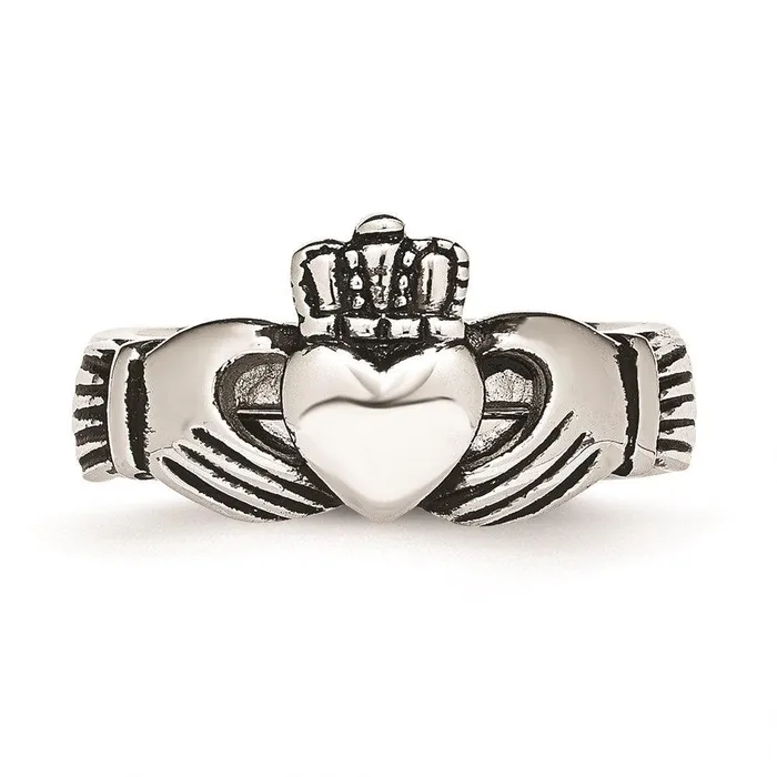 Chisel Rings Stainless Steel Love Loyalty Friendship Claddagh Double Hinged Ring Chisel Rings Stainless Steel Love Loyalty Friendship Claddagh Double Hinged Ring
