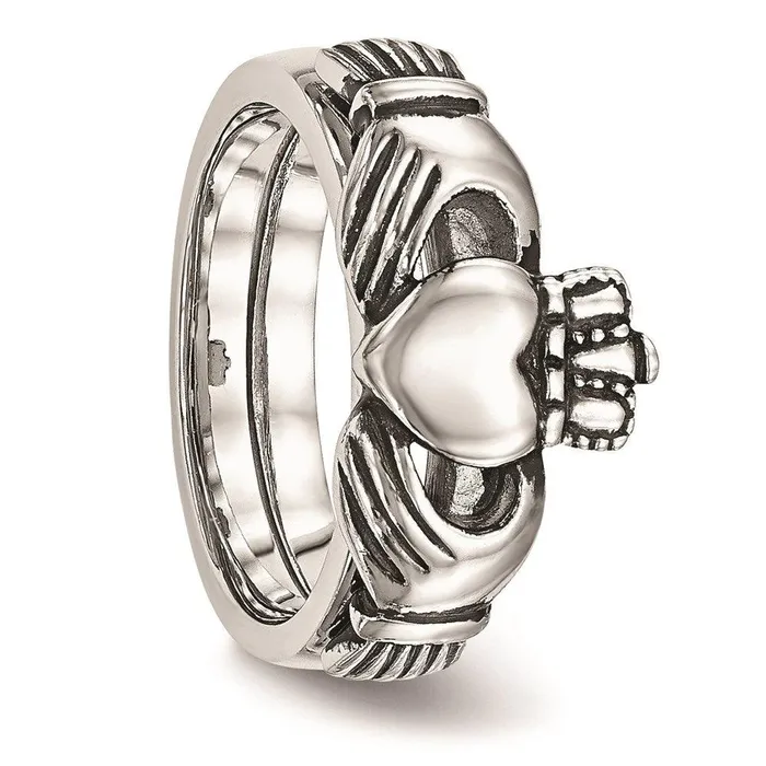 Chisel Rings Stainless Steel Love Loyalty Friendship Claddagh Double Hinged Ring Chisel Rings Stainless Steel Love Loyalty Friendship Claddagh Double Hinged Ring