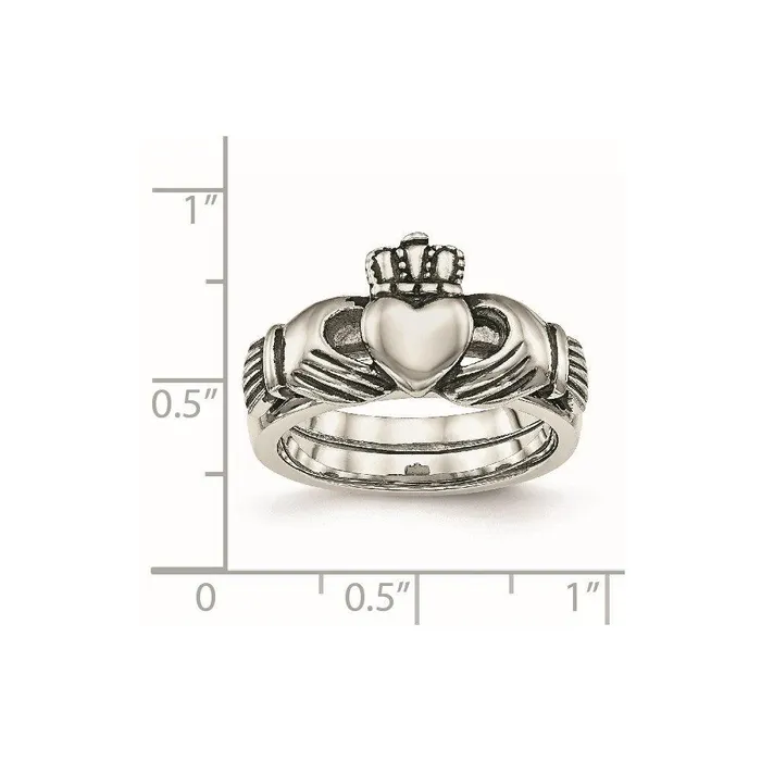 Chisel Rings Stainless Steel Love Loyalty Friendship Claddagh Double Hinged Ring Chisel Rings Stainless Steel Love Loyalty Friendship Claddagh Double Hinged Ring