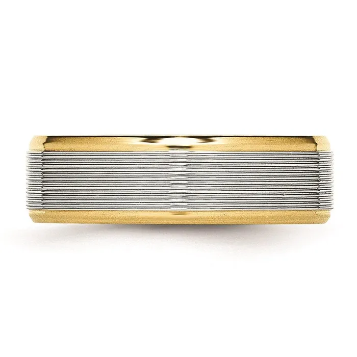 Chisel Rings Stainless Steel Polished Yellow IP Grooved Ring Chisel Rings Stainless Steel Polished Yellow IP Grooved Ring