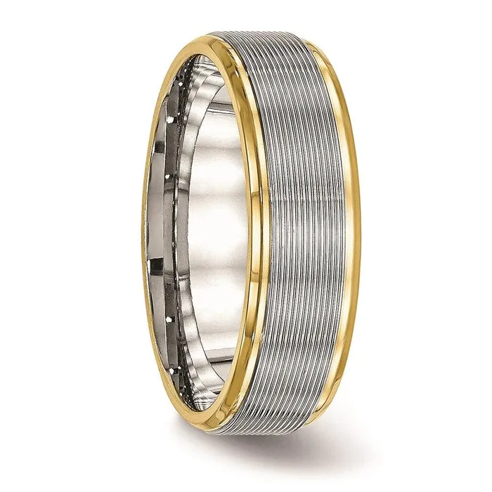 Chisel Rings Stainless Steel Polished Yellow IP Grooved Ring Chisel Rings Stainless Steel Polished Yellow IP Grooved Ring