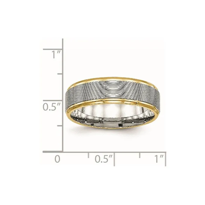 Chisel Rings Stainless Steel Polished Yellow IP Grooved Ring Chisel Rings Stainless Steel Polished Yellow IP Grooved Ring